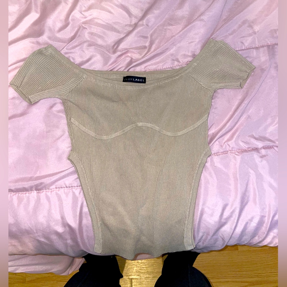 Chic, nude, off shoulder crop top